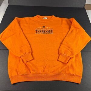 VTG 90s Tennessee Volunteers Sweatshirt Large Orange Faded Embroidered Crewneck